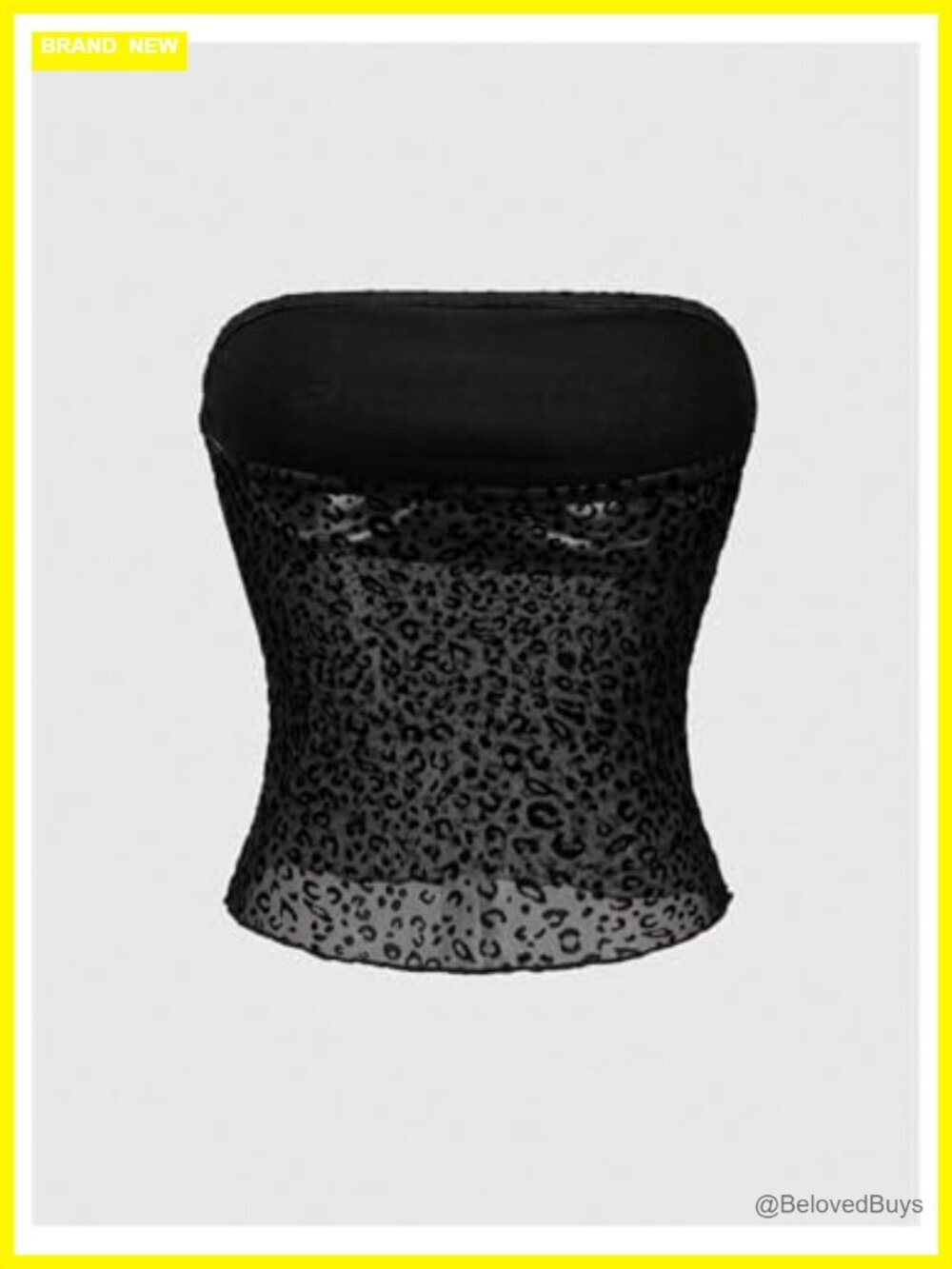 Leopard Mesh Strapless Tube Top Bandeau Crop Tops Night Out - Picture 3 of 6